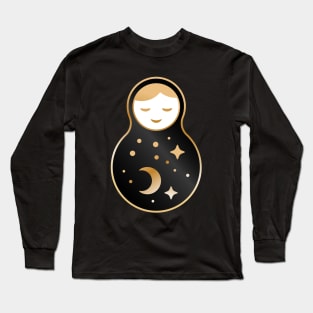 Russian doll matryoshka (Black gold) Long Sleeve T-Shirt